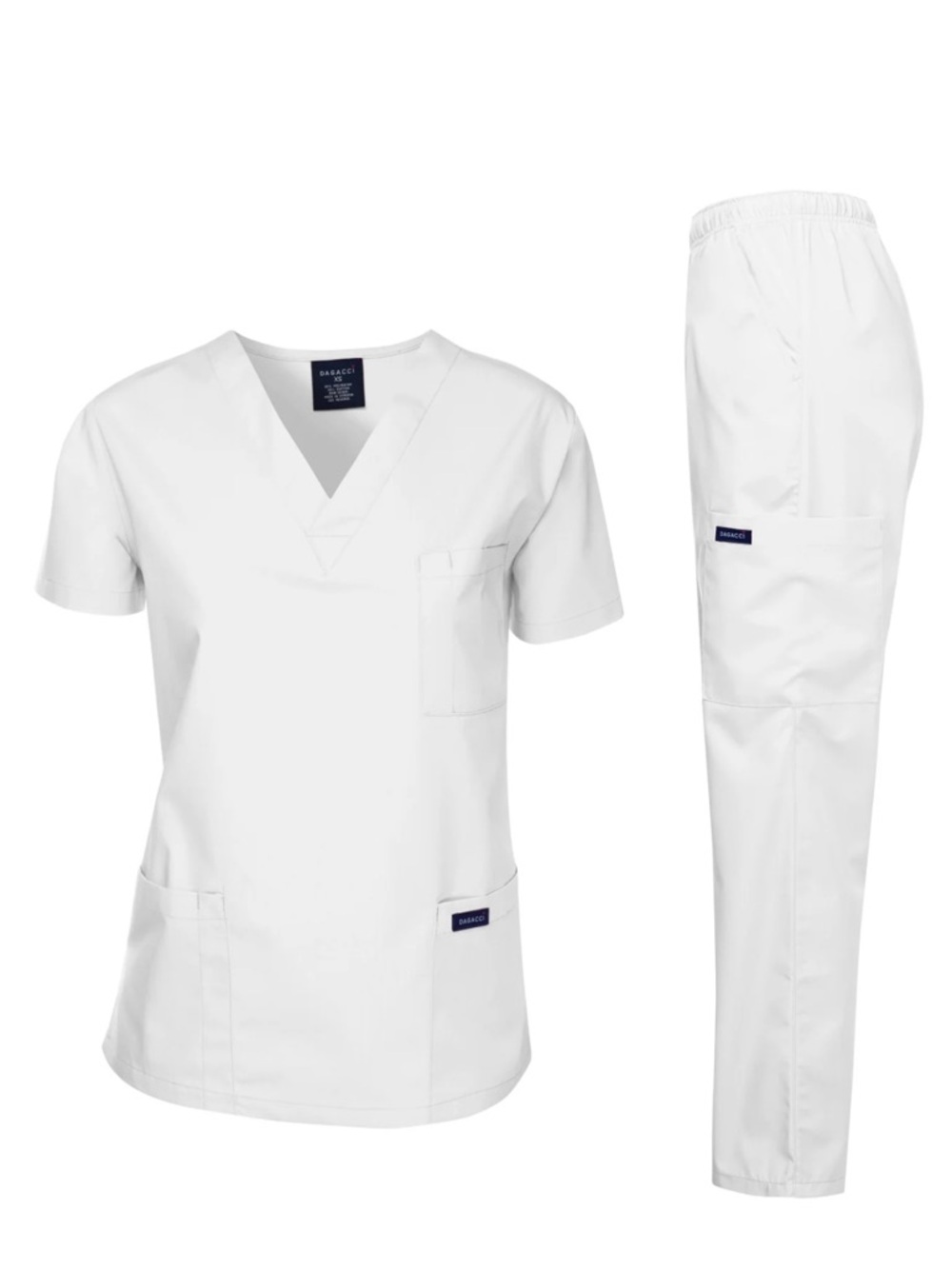 NWT Dagacci White V-Neck Medical/Nursing Scrub Set